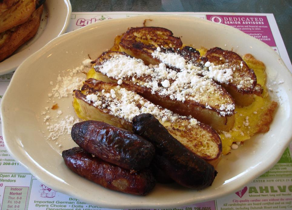 A short stack of cheese bread French toast is probably all you want. The bread